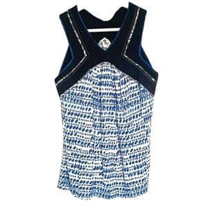 Anthropologie One September Sleeveless Top Tank Size S Mixed Media Stretch Blue